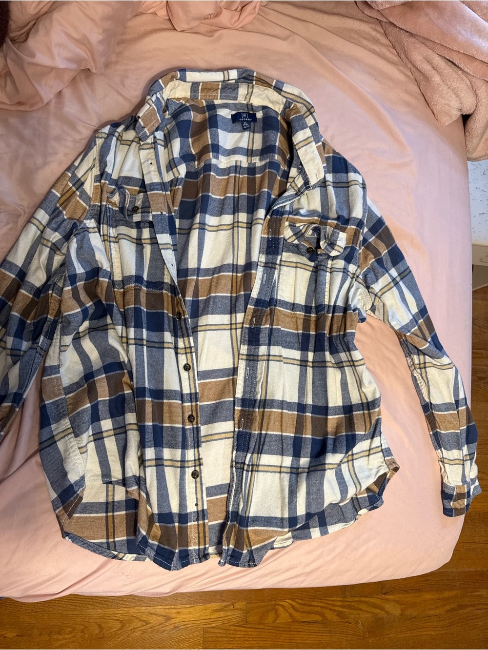 Women’s Plaid Button-Up Flannel Shirt - Blue & Brown - 2x